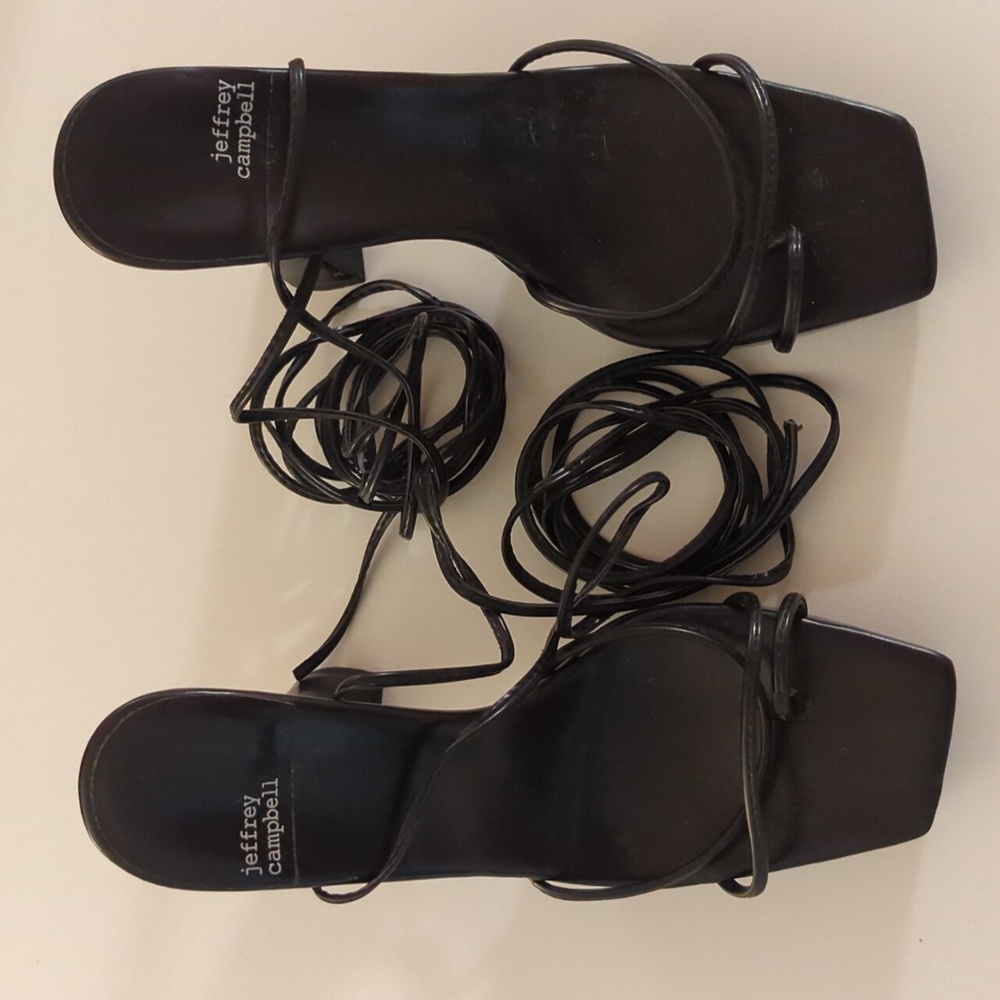 Jeffrey Campbell Black Strappy Heels Size 9.5 Excellent Condition